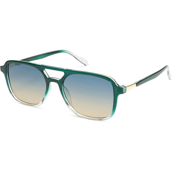 Sojos Women Mens Green Grading Trendy Rectangle Retro Aviator Shades Sunglasses - Picture 1 of 6